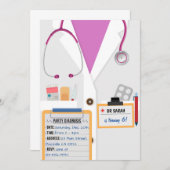 Pink Doctor Scrubs Geburtstagsfeier Einladung (Vorne/Hinten)