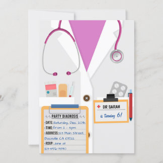 Pink Doctor Scrubs Geburtstagsfeier Einladung