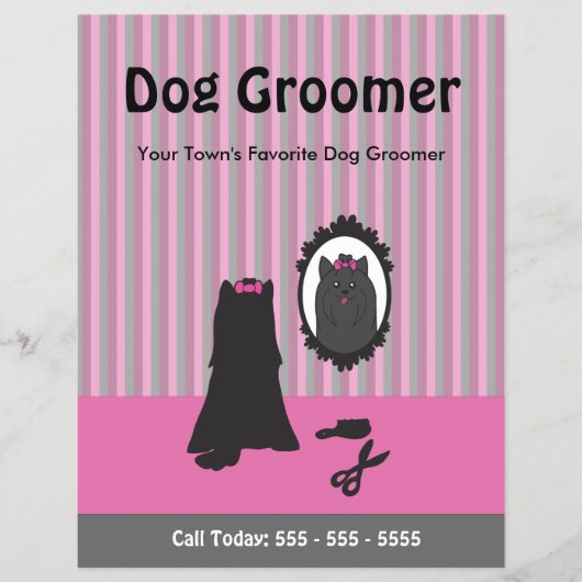 Pink Dog and Mirror Dog Grooming Flyer (Vorne)