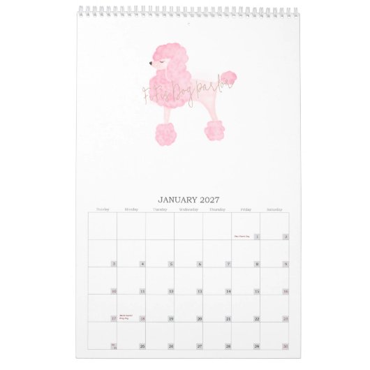 Pink Dog Custom Business Kalender (Jan 2027)