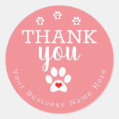 Pink Dog Kleber, Pet Business Vielen Dank Runder Aufkleber (Vorderseite)