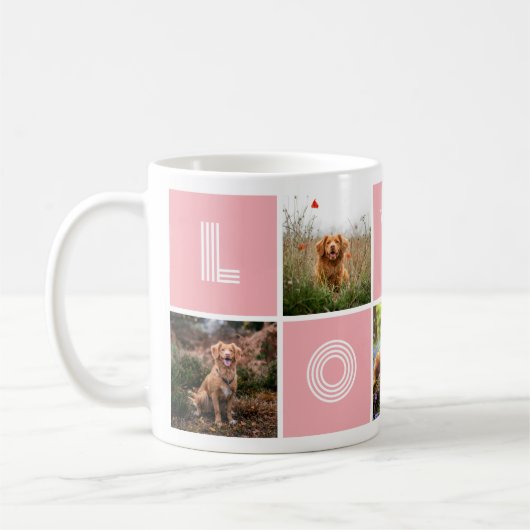 Pink Dog Lover Herz Liebe FotoCollage Kaffeetasse (Links)