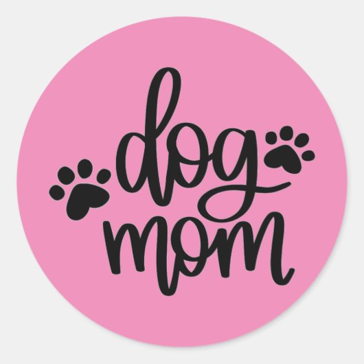 Pink Dog Mama Paws Runder Aufkleber (Vorderseite)