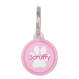 Pink Dog Name und Adresse Paw Print Dog Tag Haustiermarke