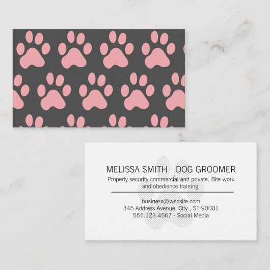 Pink Dog Paw Muster Visitenkarte (Vorne/Hinten)