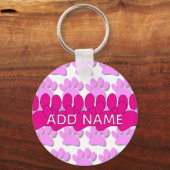 Pink Dog Paw Print Custom Personalized Name Schlüsselanhänger (Rückseite)