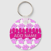Pink Dog Paw Print Custom Personalized Name Schlüsselanhänger (Rückseite)