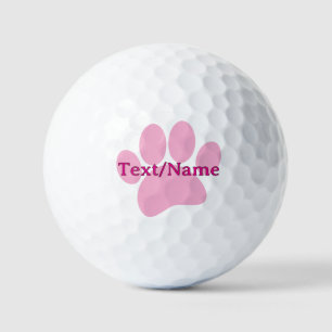 Pink Dog Paw Print Individuelle Name Golfball