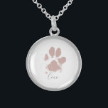 Pink Dog Paw Print mit dem Namen Ihres Hauses Sterling Silberkette<br><div class="desc">Pink Dog Paw Print mit Individuelle Name</div>