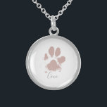 Pink Dog Paw Print mit dem Namen Ihres Hauses Sterling Silberkette<br><div class="desc">Pink Dog Paw Print mit Individuelle Name</div>
