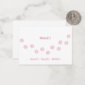Pink Dog Paw Prints Pet Owner Niedlich Personalisi Mitteilungskarte (Vorderseite/Rückseite Beispiel)