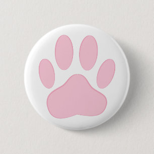 Pink Dog Pawprint Button