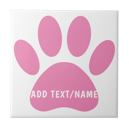 Pink Dog Pawprint Custom Fliese (Vorderseite)