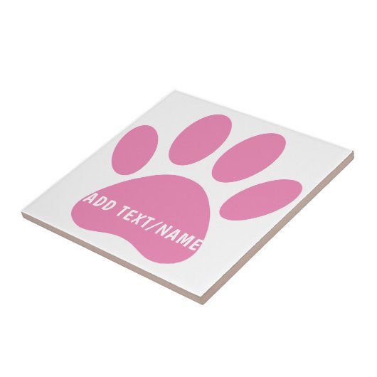 Pink Dog Pawprint Custom Fliese (Seite)