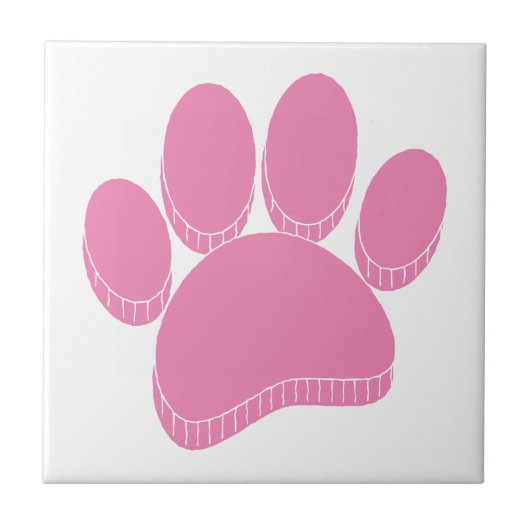 Pink Dog Pawprint Handgezeichnet Fliese (Vorderseite)