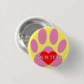 Pink Dog Pawprint Individuelle Name Button (Vorne & Hinten)