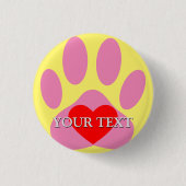 Pink Dog Pawprint Individuelle Name Button (Vorderseite)
