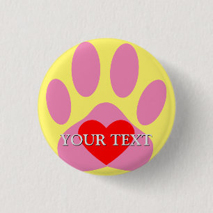 Pink Dog Pawprint Individuelle Name Button