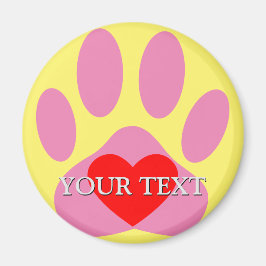 Pink Dog Pawprint Individuelle Name Magnet
