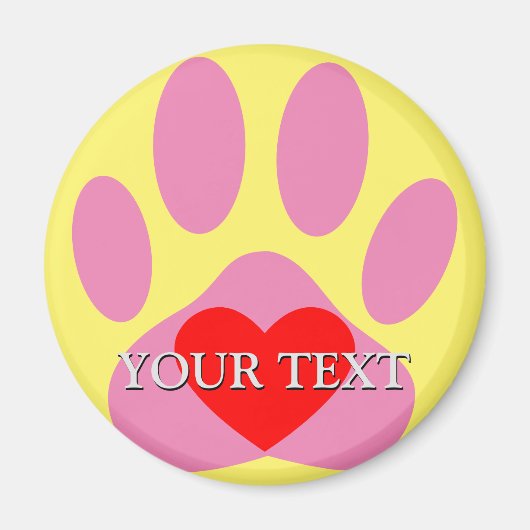 Pink Dog Pawprint Individuelle Name Magnet (Vorne)