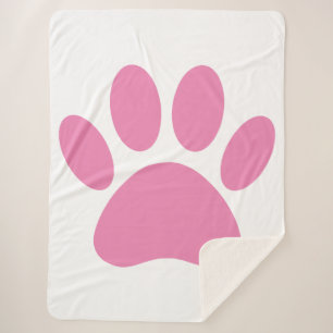 Pink Dog Pawprint Sherpa Blanket Sherpadecke