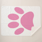 Pink Dog Pawprint Sherpa Blanket Sherpadecke (Vorderseite (Horizontal))