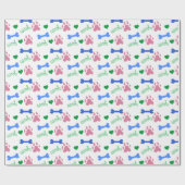 Pink Dog Paws Blue Bones Green Hearts Woof Pattern Geschenkpapier (Flach)