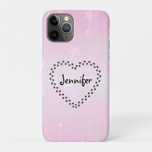 Pink Dog Paws Herz Personalisiert Handy Case (Rückseite)