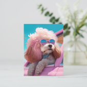 Pink Dog Ride-a-long Postcard Postkarte (Stehend Vorderseite)