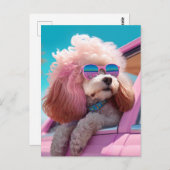 Pink Dog Ride-a-long Postcard Postkarte (Vorne/Hinten)