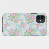 Pink Dog Rose auf Sky Blue Case-Mate iPhone Hülle (Rückseite (Horizontal))