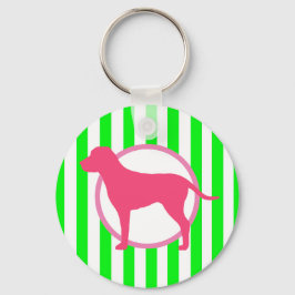 Pink Dog Stripe Schlüsselanhänger