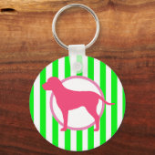 Pink Dog Stripe Schlüsselanhänger (Vorderseite)