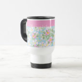 Pink Dogros auf Blue Travel Mug personalisieren Reisebecher (Vorderseite Links)