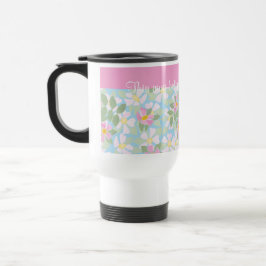 Pink Dogros auf Blue Travel Mug personalisieren Reisebecher