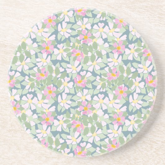 Pink Dogros auf Deep Blue Round Sandstone Unterset Untersetzer (Vorne)