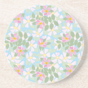 Pink Dogros auf Sky Blue Round Sandstone Untersetz Sandstein Untersetzer