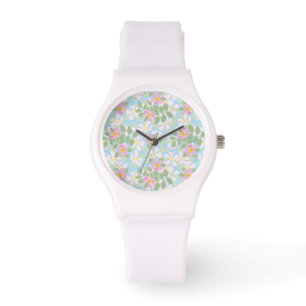 Pink Dogros auf Sky Blue Sporty White Armwatch Armbanduhr