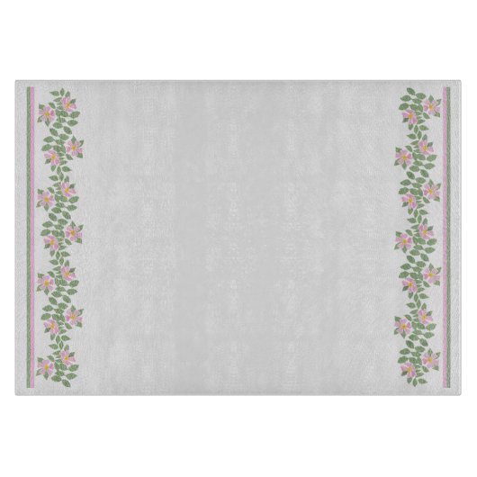 Pink Dogrose Muster: Glass Cutting Board Schneidebrett (Vorderseite)