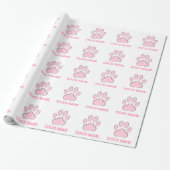 Pink Dog's Pawprint Geschenkpapier (Ungerollt)