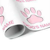 Pink Dog's Pawprint Geschenkpapier (Rolleneckpunkt)
