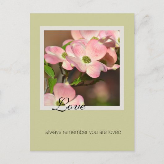 Pink Dogwood Personalisierte Liebe Inspiration Zit Postkarte (Vorderseite)