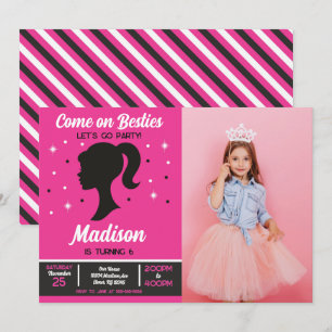 Pink Doll Besties Fashion Party Foto Geburtstag  Einladung