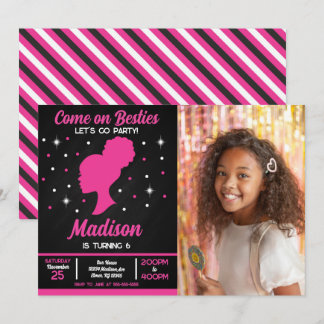 Pink Doll Besties Mode-Party-Foto-Geburtstag Einladung