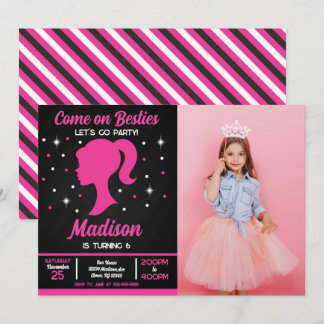 Pink Doll Besties Mode Party Foto Geburtstag Einladung
