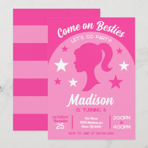 Pink Doll Besties Mode-Party Geburtstag Einladung