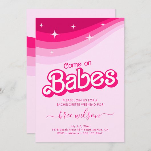 Pink Doll Extravagant und fabelhaft Junggeselinnen Einladung (Vorne/Hinten)