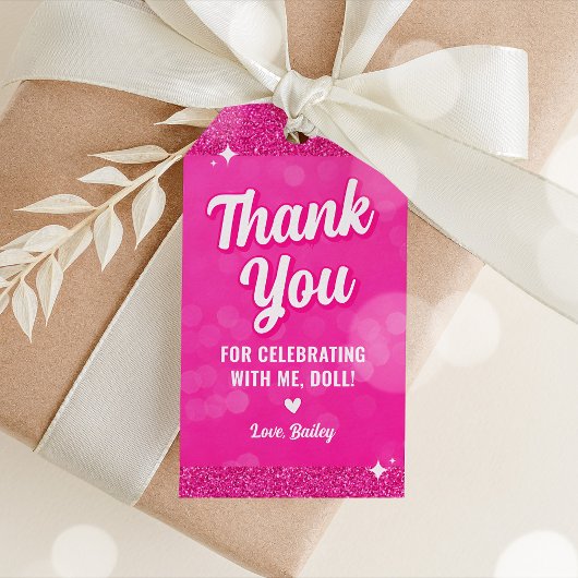 Pink Doll Fashion Thank You Gift Tag Geschenkanhänger