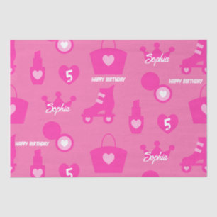 Pink Doll Geburtstagsparty, Custom Age, Individuel Seidenpapier
