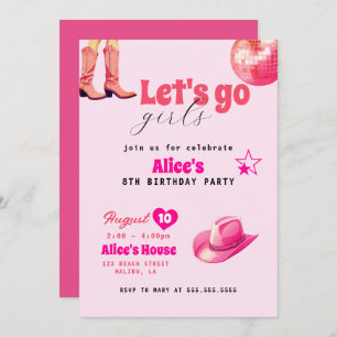 Pink Doll Geburtstagsparty, Girl Malibu Geburtstag Einladung